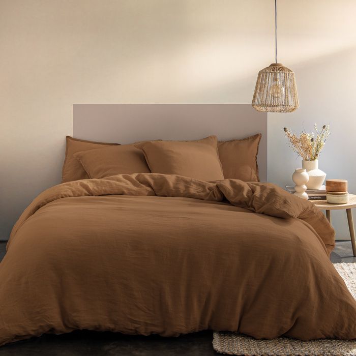 Housse de couette unie en Lin - MATT & ROSE - PASSION LIN - Coloris Ecorce - 260x240 cm