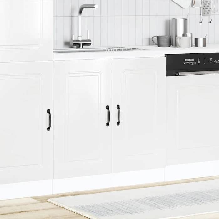 Luxueux Best* Meuble bas pour évier/lavabo - Armoire bas de cuisine Kalmar blanc brillant 80x46x815 cm Juin17658658