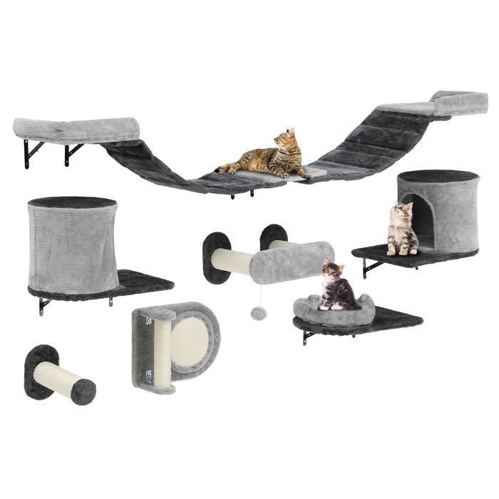 Meilleurs prix pour BALCONERA Arbre à chat Lot de 11 Mur descalade pour chat Parcours Mural - Panneau de particules