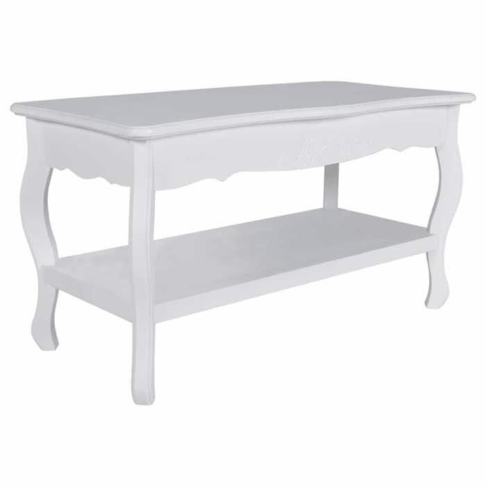 Table de salon Bois - Armoire basse Table basse 2 couches MDF Blanc@EU70602908