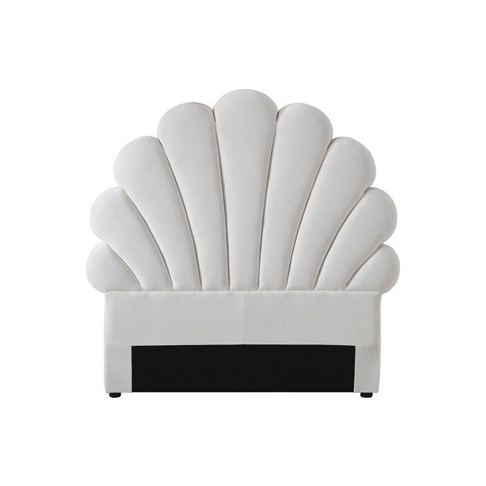 Tête de lit coquillage - 90 cm - Velours - Blanc - MOANA