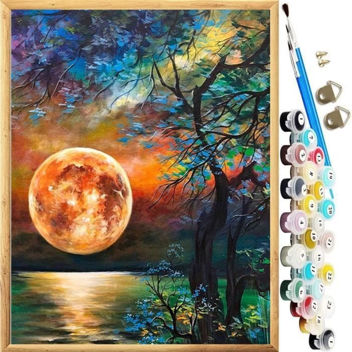 Peinture Par Numéros Schipper – Vue De Cyprès – Kit Pour Adultes – 24x30 Cm – Toile Lin, 24 Acryliques
