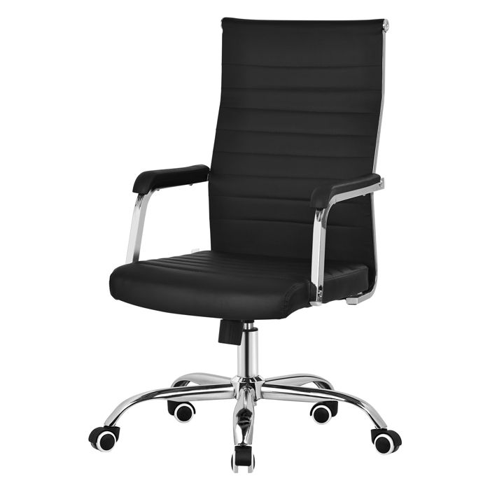 Chaise de bureau ML-Design noire en simili hauteur réglable avec accoudoirs et dossier ergonomique Chaise de bureau ML-Design noire en simili hauteur réglable avec accoudoirs et dossier ergonomique