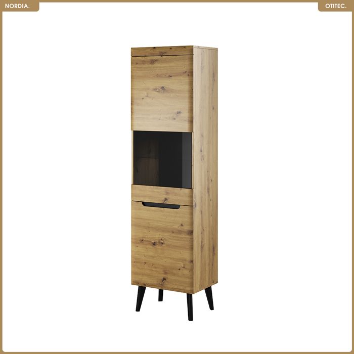 Armoire vitrine - OTITEC - 53x197x40 cm - Bois Artisan - Prêt à monter - Fermeture douce - Pieds en bois massif Armoire vitrine - OTITEC - 53x197x40 cm - Bois Artisan - Prêt à monter - Fermeture douce - Pieds en bois massif