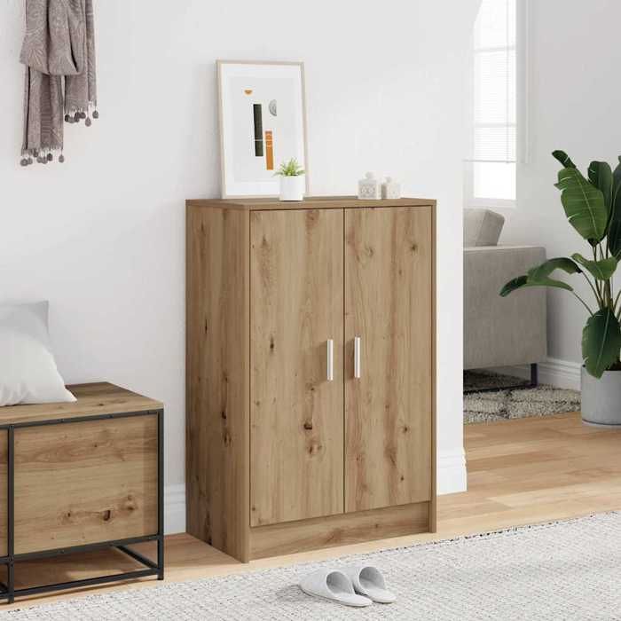 SALE 2026 Meuble à chaussures Brun - Armoire à chaussures chêne artisanal bois dingénierie PRO871248487