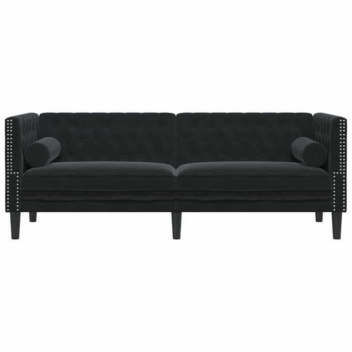 Promotion janvier Canapé Chesterfield - mango - Sofa double - Autre Noir 194x74.5x70.5 cm Velours SS54