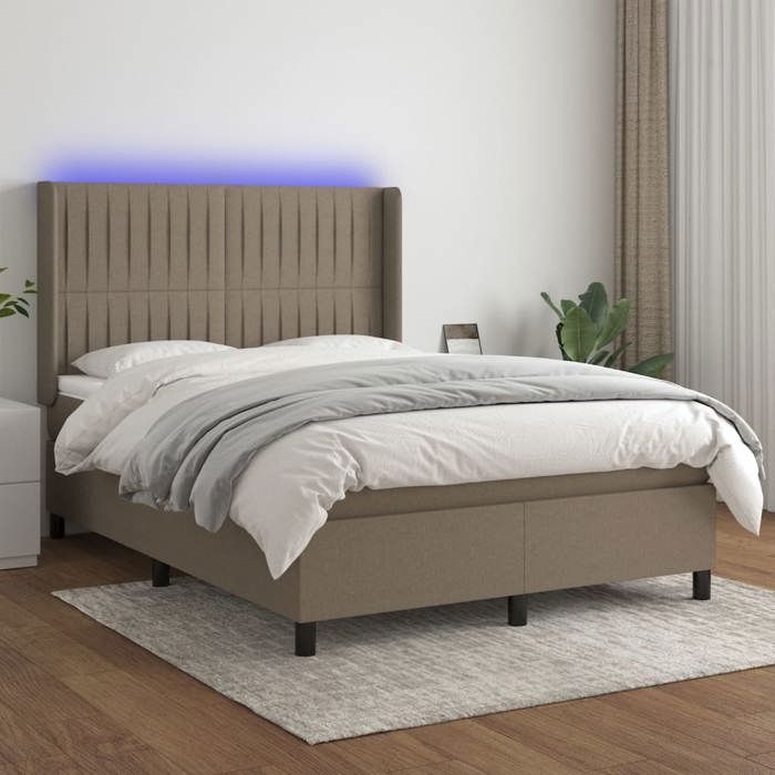 Maison Exclusive - Sommier à lattes de lit matelas et LED Taupe 140x190 cm Tissu