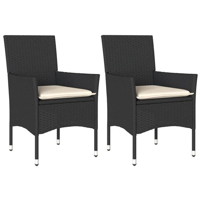 SALE 2026Chaises de jardin - CITY GARDEN - Extérieur - avec coussins lot de 2 - noir - Résine tressée 53x61x83cm 13.4 Kg 5337257