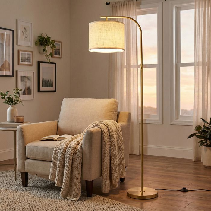 Lampadaire Arc Réglable en Hauteur 150–175 cm avec Interrupteur au Pied Douille E27 Doré Lampadaire Arc Réglable en Hauteur 150–175 cm avec Interrupteur au Pied Douille E27 Doré