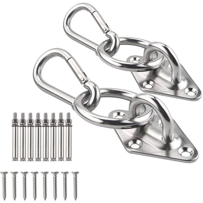 Kit de suspension pour hamac - MHY® - Ultra durable - Crochets et mousquetons inclus - Acier inoxydable 304