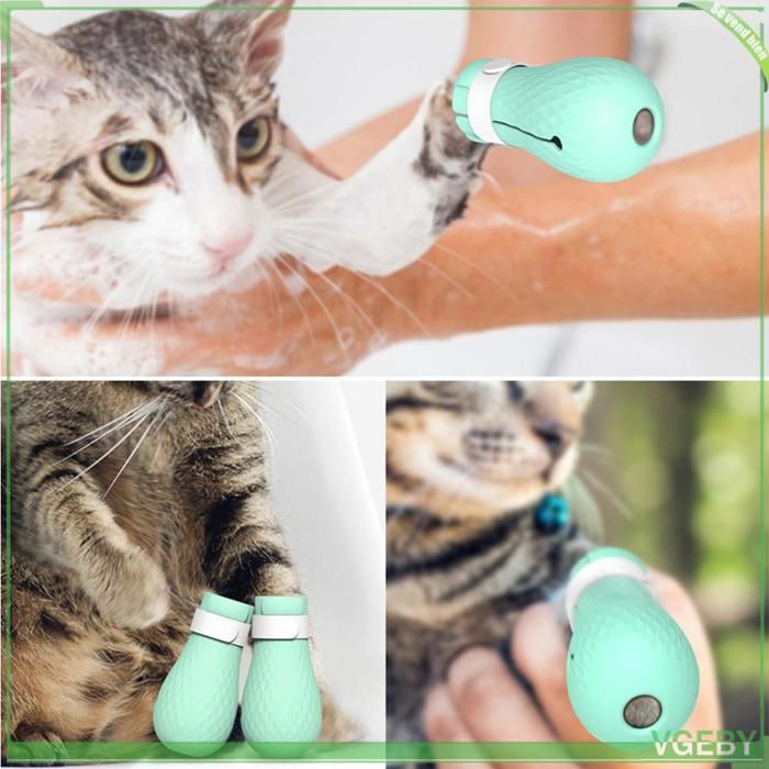 Chaussures anti-rayures pour chat - FAFEICY - En silicone - 4 pcs - Bleu mer - Taille réglable