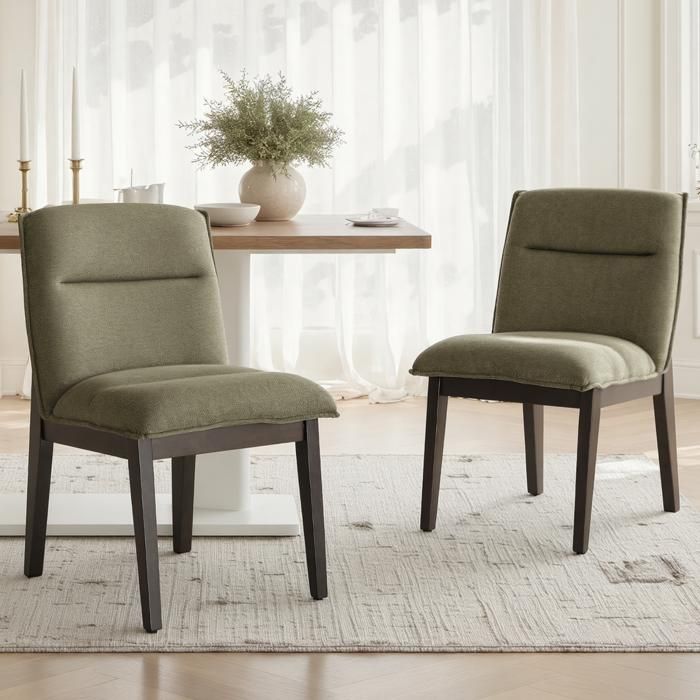 chairus Lot de 2 Chaise Salle à Manger Moderne avec Pieds Bois Chaise de Salle à Manger Rembourrée pour Cuisine Chenille Vert