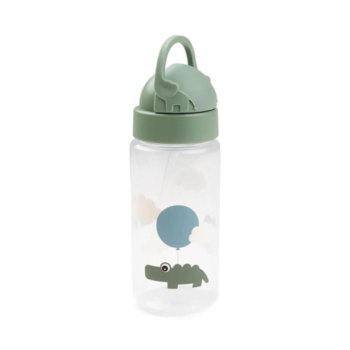 Gourde à paille - DONE BY DEER - Happy Clouds - Vert - Motif nuages - Pour enfant (sac à dos)