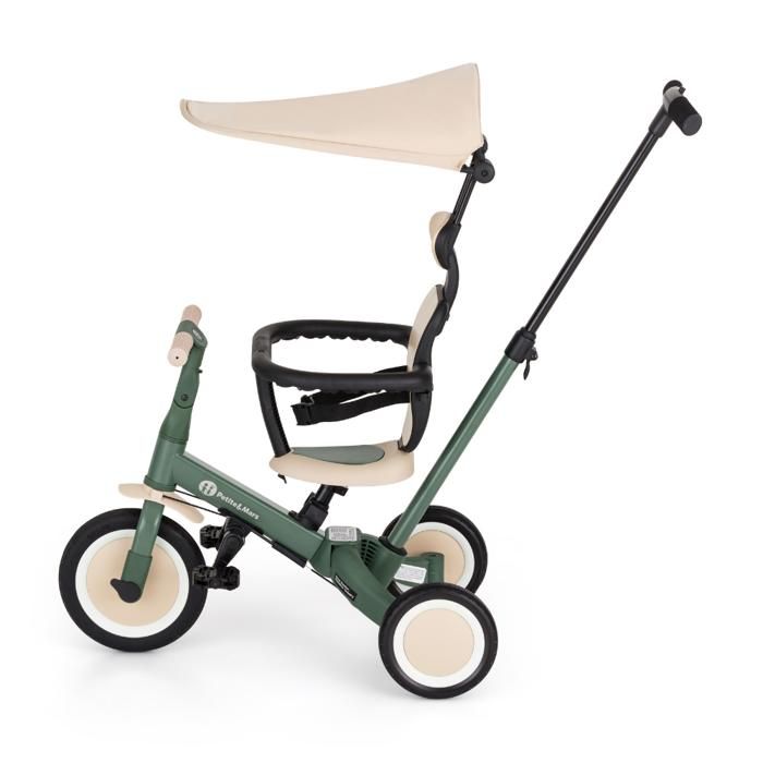 PETITE&MARS Tricycle Enfant Multifonctionnel Evolutif 5-en-1 avec Canopy (de 18 mois à 5 ans) TURBO PLUS Vert