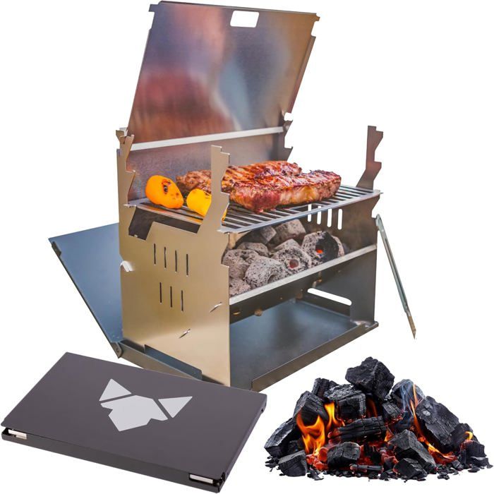 Barbecue Au Charbon De Bois Grill-Acier Inoxydable-Portable/Démontable-Pour Camping/Trekking/Voyage En Van/Barbecue Dans Le Jardin