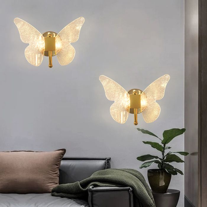 SNOGOLD 2X Applique Murale LED Moderne Lampe Murale Forme Papillon en Acrylique Intérieur Veilleuse Lumière Chaude pour Chambre -B
