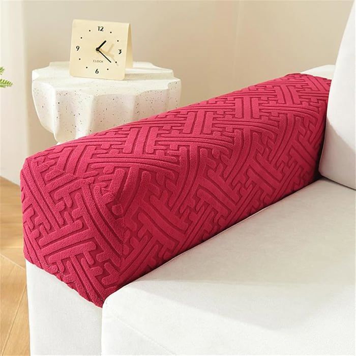 Lot de 2 housses daccoudoir élastiques anti-dérapantes rouge pour canapé fauteuil inclinable protège-accoudoi HOUSSE DE FAUTEUIL