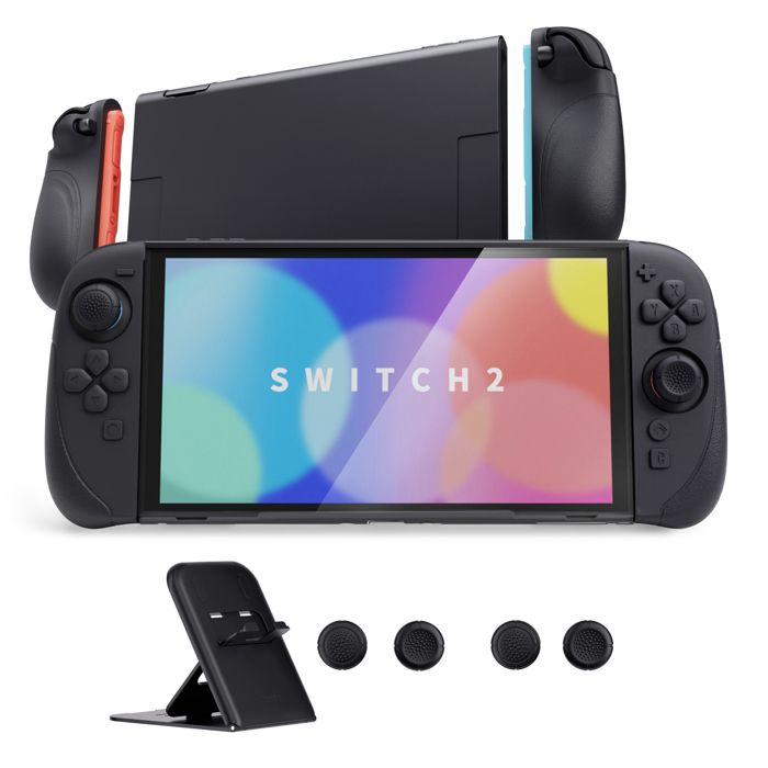PlayVital Coque pour Nintendo Switch 2 avec Joycon Cover & Capuchon Joysitck & Support pour Switch 2 RANGER Étuis Protection-Noir