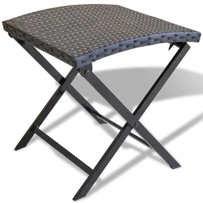 Noir Tabouret pliable Résine tressée Noir - Meuble de balcon LV59220