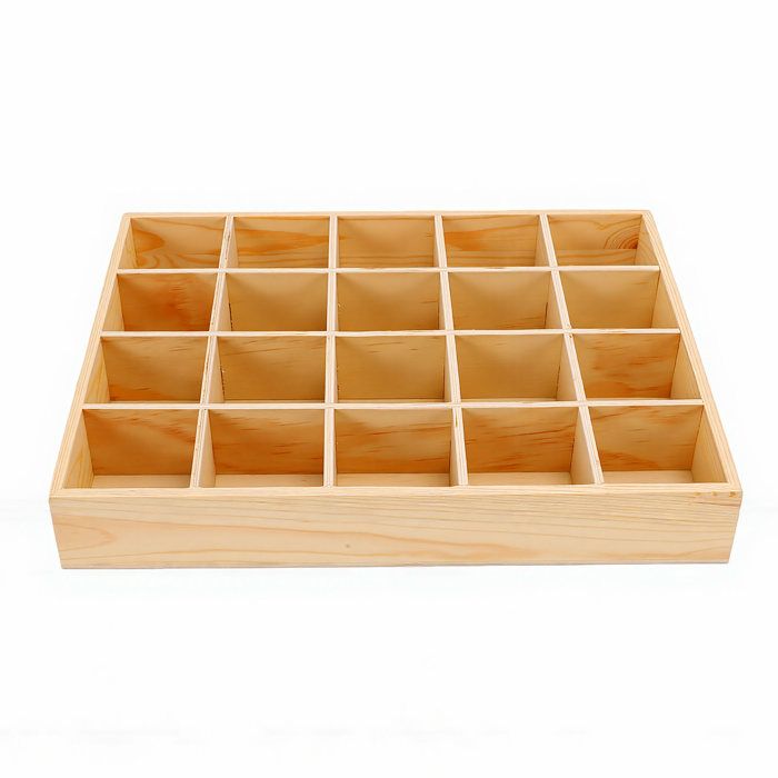 Plateau de en Bois à 20 Grilles Boîte de Rangement Divisée pour Sous-vêtements Chaussettes Cravates Rangement pour Tiroir