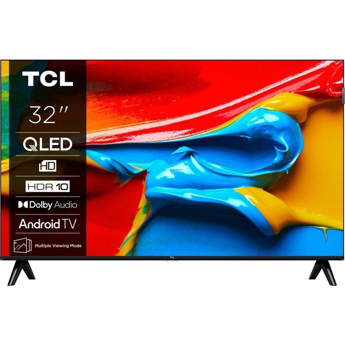 Téléviseur LED plat 32 pouces TCL HD 720p (1366 x 768) Android TV Bluetooth Wi Fi intégré HDR10 HLG