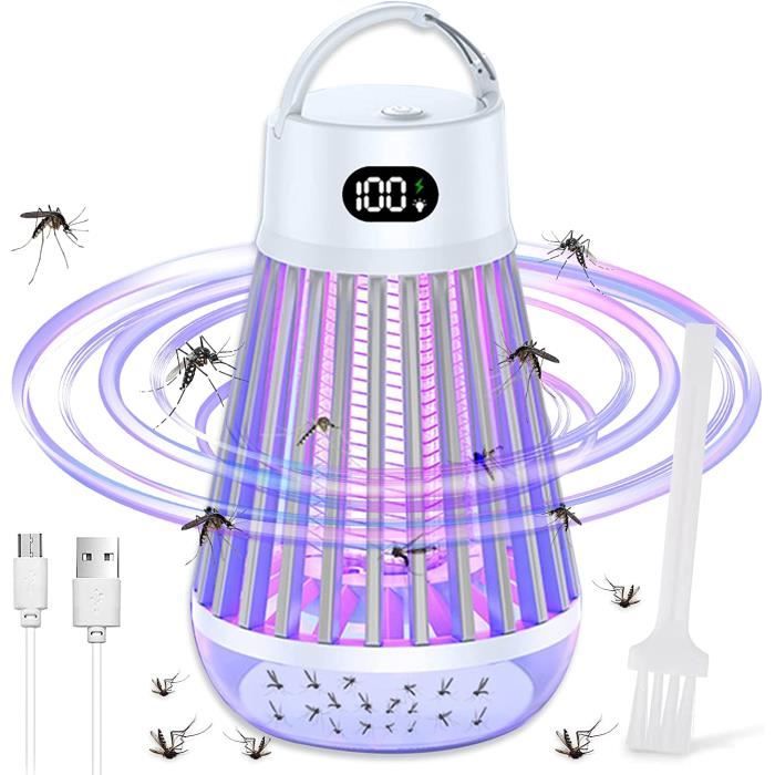ACELIFE Lampe anti-moustique 2000V répulsif de moustiques à choc électrique, avec veilleuse Rechargeable par USB ultra-brillantes
