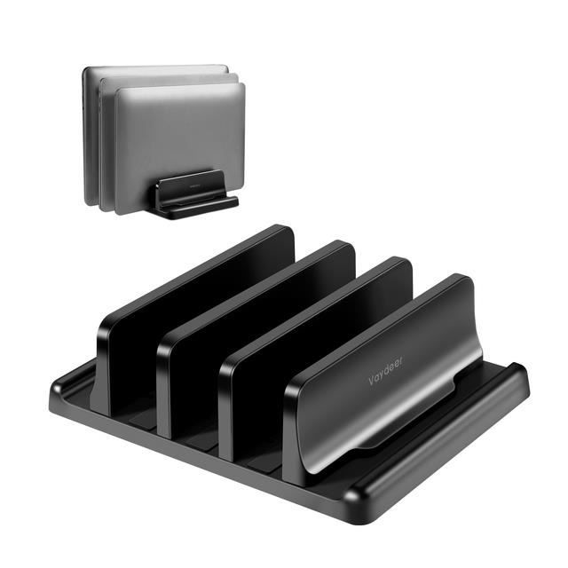 Zoojoy Support Vertical Ordinateur Portable - Station D'Accueil Bureau Réglable, Compatible MacBook, Dell, HP, Lenovo, Surface, Aluminium Noir Antidérapant