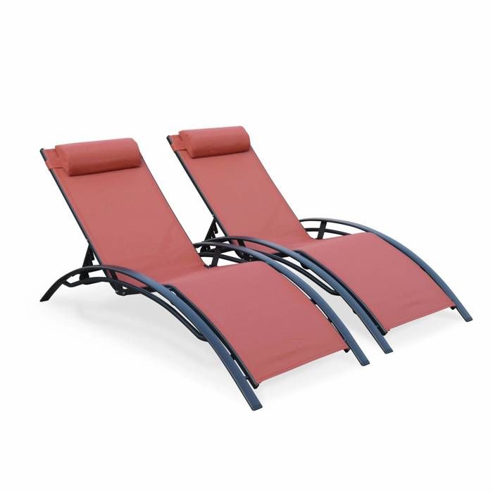 bains de soleil louisa terracotta - sweeek - transats aluminium et textilène - 4 positions