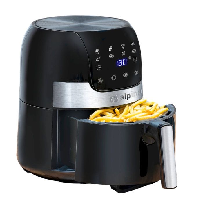 Alpina Friteuse à Huile 5 Litres Double - 3 Paniers Inox 2000W Jusqu'à 190°C