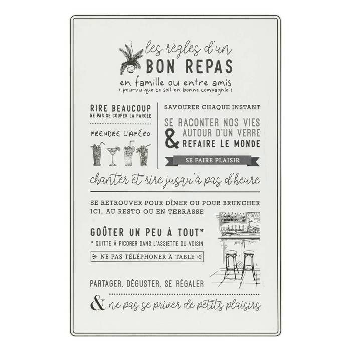 Atmosphera Deco Murale Citations En Metal 38 X 58 Cm Blanc Cdiscount Maison