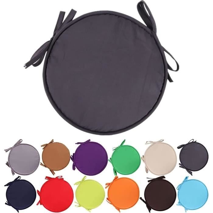 Coussin De Chaise Rond Imperméable Cuir PU 35 Cm – Épaisseur 5/8 Cm – Confort Extérieur & Intérieur – Noir