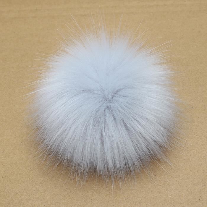 Pompon En Fourrure Renard Gris Et Marron - 17 Cm - Neuf - Décoration Ou Accessoire