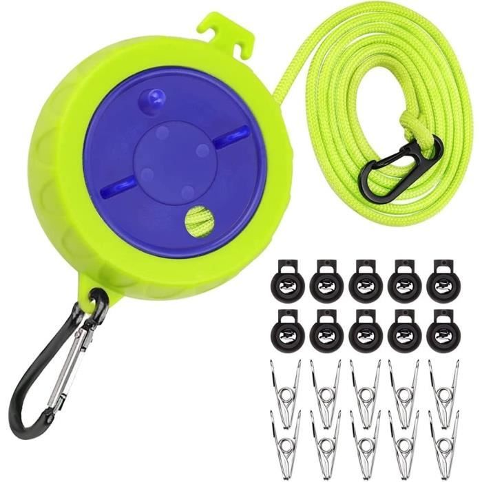 Corde à linge rétractable portable de 10 m avec 10 boucles de fixation et 20 clips coupe-vent, accessoires de voyage de camping | Leroy Merlin Corde à linge rétractable portable de 10 m avec 10 boucles de fixation et 20 clips coupe-vent, accessoires de voyage de camping | Leroy Merlin