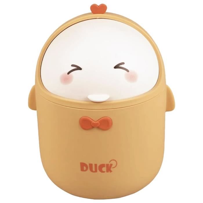 HERCHR Mini Poubelle De Comptoir, Poubelle De Bureau Mignonne avec Couvercle en Forme d'animal De Dessin Animé Poubelle à Papier en Plastique Petite Poubelle pour Cuisine De Bureau(Blanc