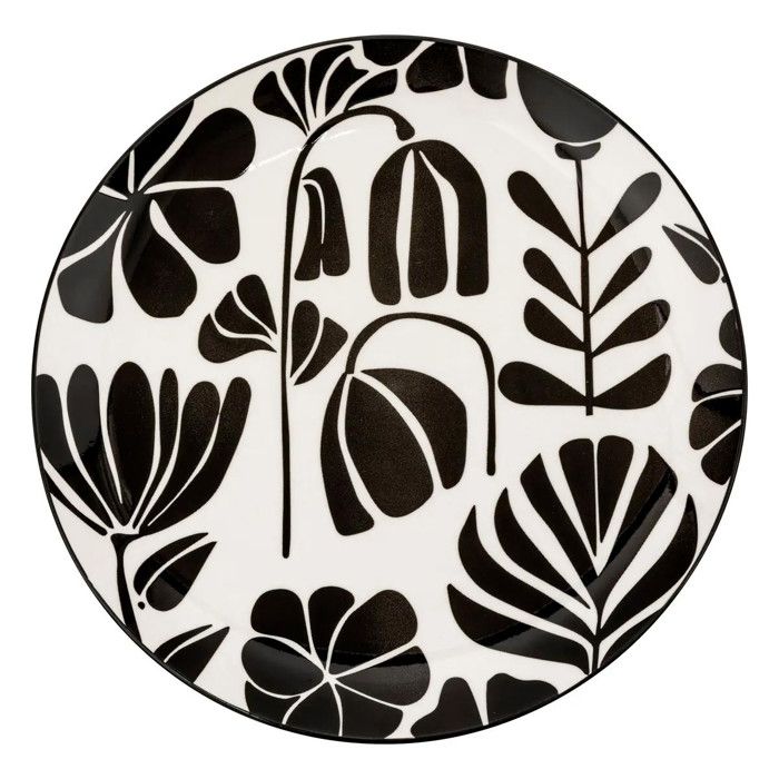 Lot de 6 Assiettes Plates Twisted Lime 26cm Noir & Blanc
