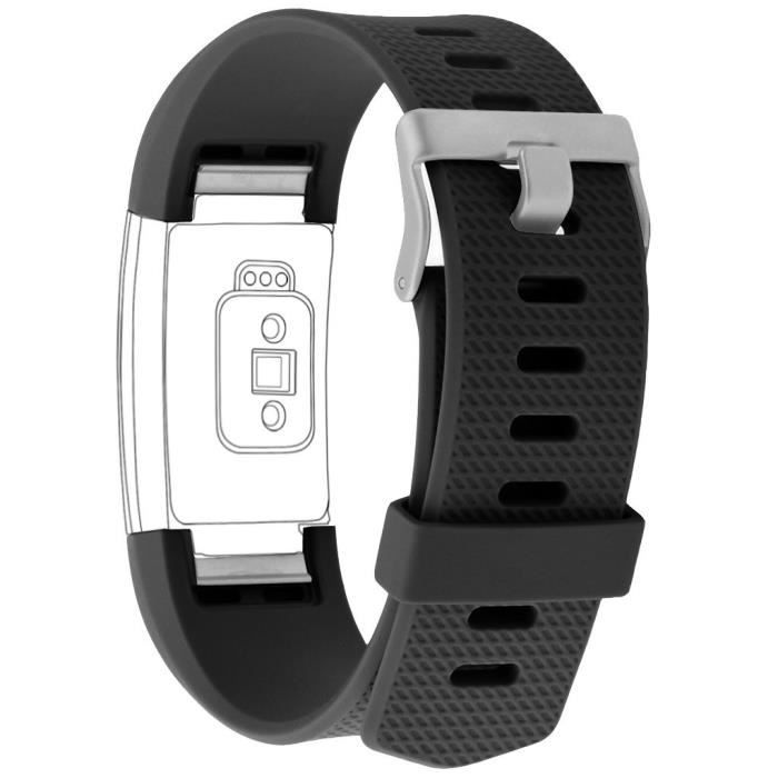 OenFoto Bracelet Compatible Fitbit Charge 2 Homme Petit Grand Ajustable Cuir Remplacement Bracelet Souple avec Boucle Acier Inoxydable pour Fitbit Charge 2 Smartwatch 