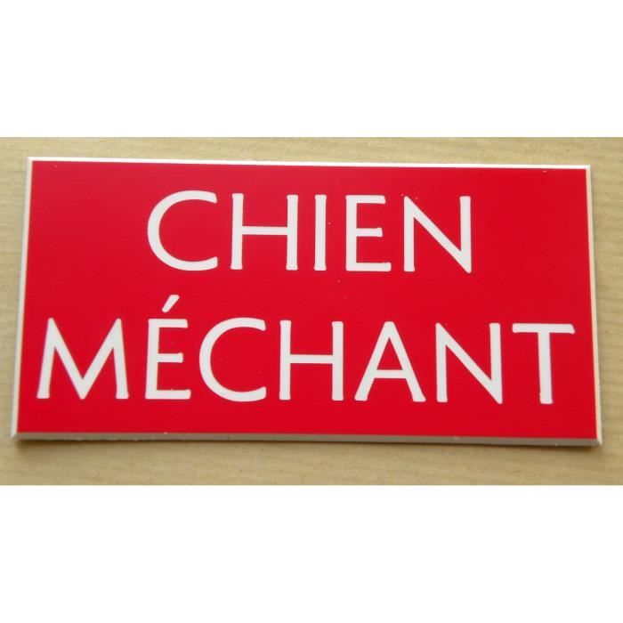 plaque gravée CHIEN MÉCHANT format 48 X 100 MM