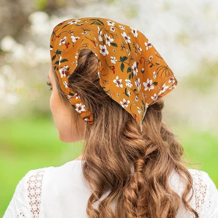 Lot de 3 foulards de tête à fleurs, bandana élastique, bandeau en  mousseline de soie imprimé, style Boho, Turban pour cheveux - AliExpress