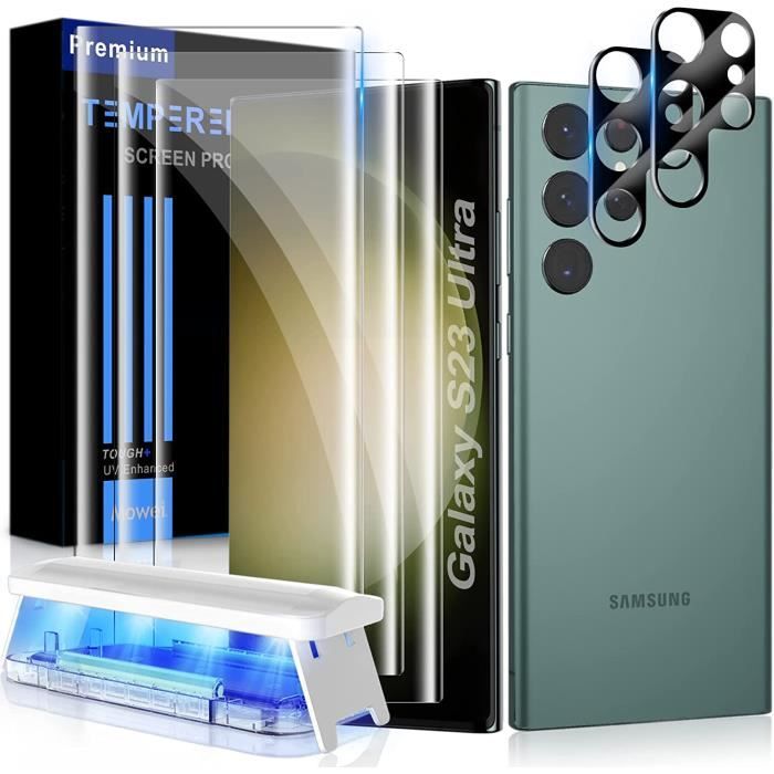 3+2 Pièces pour Verre Trempé Samsung Galaxy S23 Ultra, 3X 9H Vitre