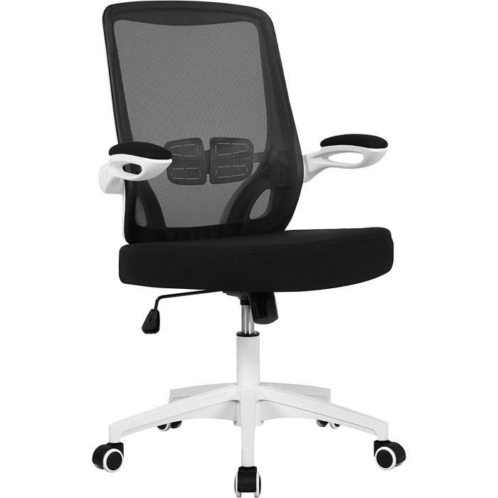 LUKVCIY Chaise de Bureau avec Bras Pliables à 90°, Tapisserie en Maille Respirante de Bureau, Support Lombaire et réglable en Hauteur, adapté au Bureau à Domicile et au Studio