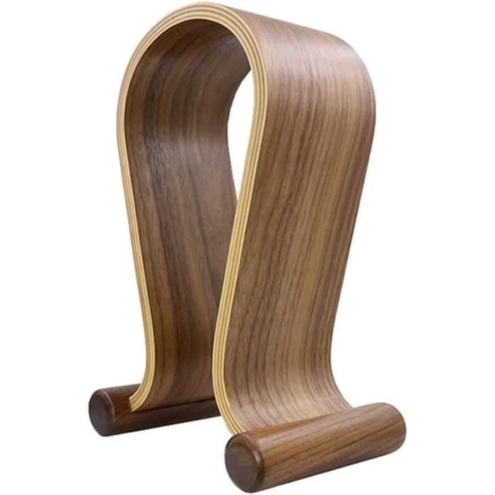 Support pour écouteurs - Noyer - Support de casque en bois - 11x16x26CM - 560g - Bureau