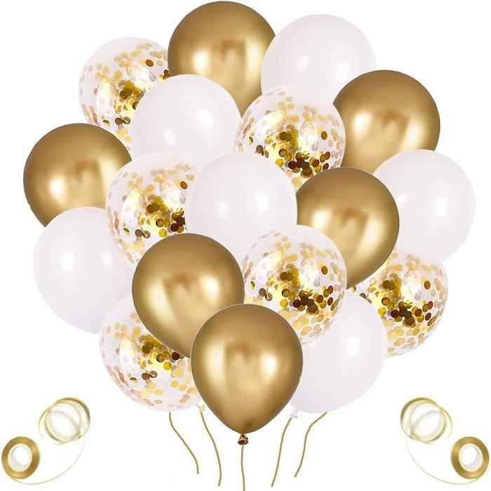 Ballon Dorés Anniversaire, 60 Pièces Or Confettis Ballons Helium, Ballon de  Baudruche Dores Blanc, Métallique Ballons pour A354 - Cdiscount Maison