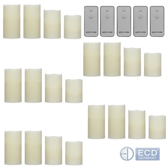 15cm ECD Germany Ensemble de 20 Bougies avec Vraie Cire et Flamme Vacillante avec T/él/écommande 5X 7,5 12,5cm 10x 7,5 10cm 5X 7,5