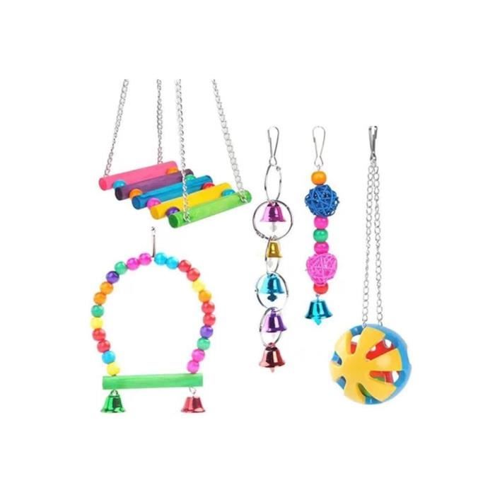 Lot de 5 jouets pour oiseaux échelle colorée pour petits oiseaux inséparablesoiseaux et autres oiseaux de petite et moyenne