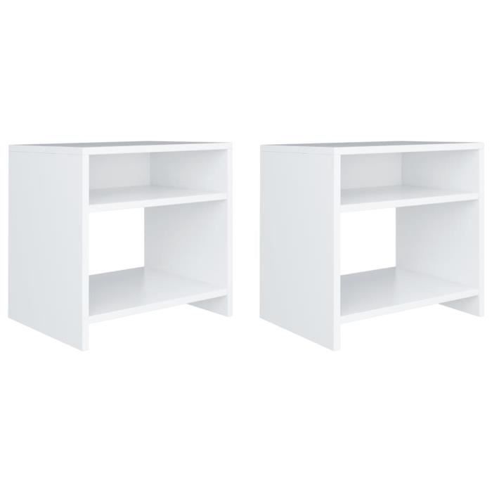 HAPPY ®95512 pcs Tables de chevet Lot de 2 chevets Scandinaves Meuble de Chevet Table de nuit Table dappoint Blanc 40 x 30 x 40 cm