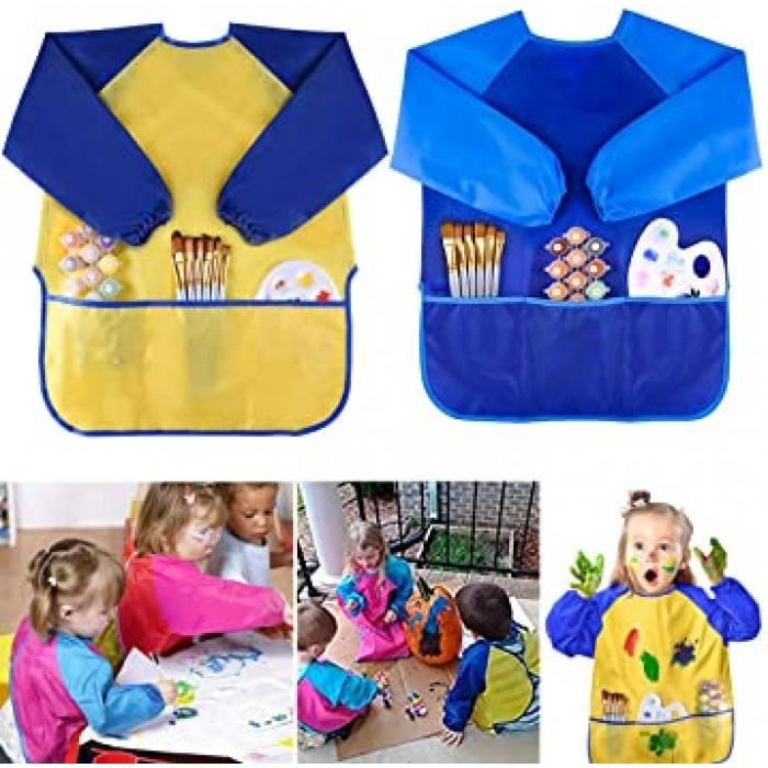 Blouse Peinture Enfant Smock D Art Impermeable Longue Manches Blouse 2 Pieces Tablier L Age 3 8 Ans Bleu Jaune Cdiscount Puericulture Eveil Bebe