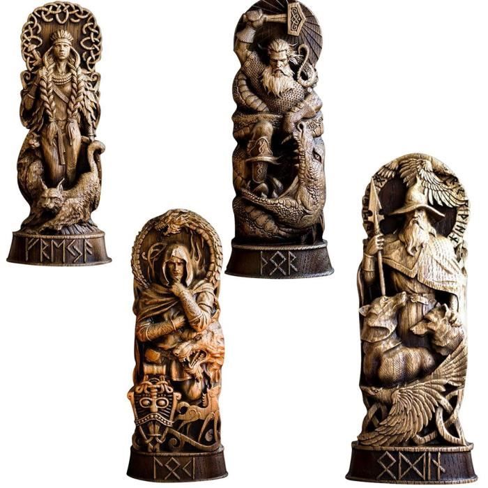 Cadeau d'halloween décoration de Table A Figurine de Dieu Nordique scandinave Statues décoratives en résine Artisanat Mythologie Viking MOXIAONAI Statue de Dieu Nordique en résine