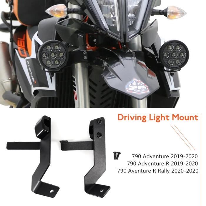 Supports De Projecteur Antibrouillard Moto - Lot De 2 Pièces En Alliage D'aluminium Noir - Pour Fixation Phares Additionnels LED - Diamètre De Perçage 8 Mm - Universel - 6