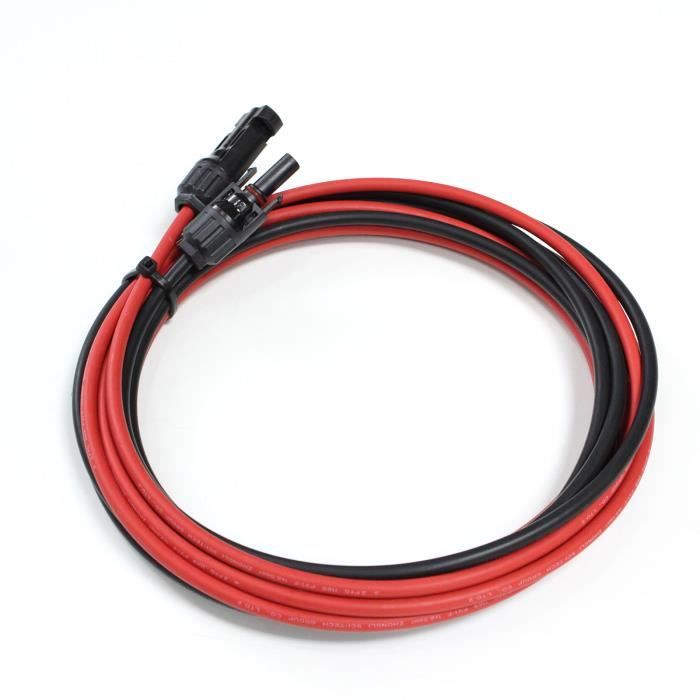 Kit Câble Extension Panneau Solaire GEYA – 6mm² Noir/Rouge – Connecteurs PV