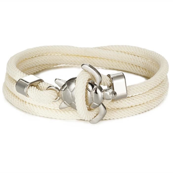 Bracelet Zen Tortue Mandala - Fil Blanc Ajustable, Paix Amour Sérénité